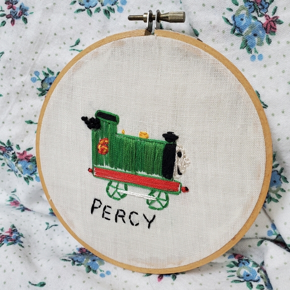 Handmade Thomas the Tank Engine Trains Embroidery Embroidered Hoop Wall Decor - Picture 8 of 12